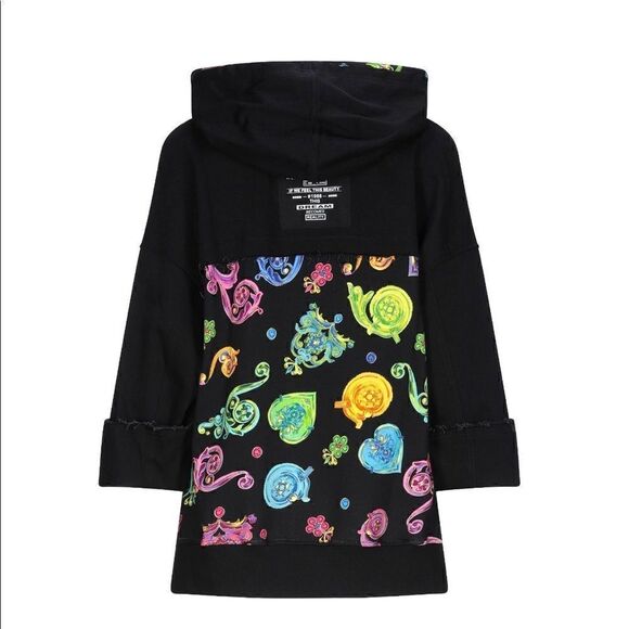 ⭕️ VERSACE JEANS Sweatshirt Black Multi Hoodie - Picture 2 of 12